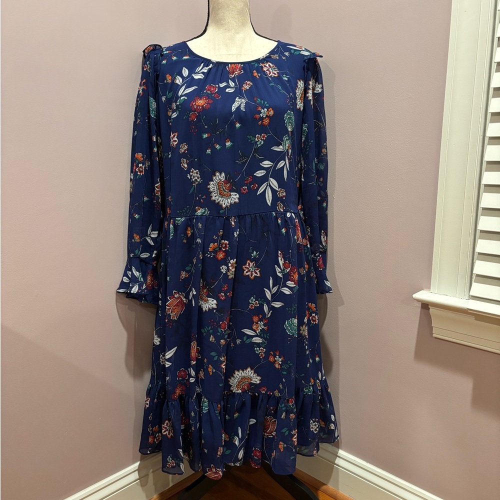 Calvin Klein Blue Ruffled Tiered Sundress